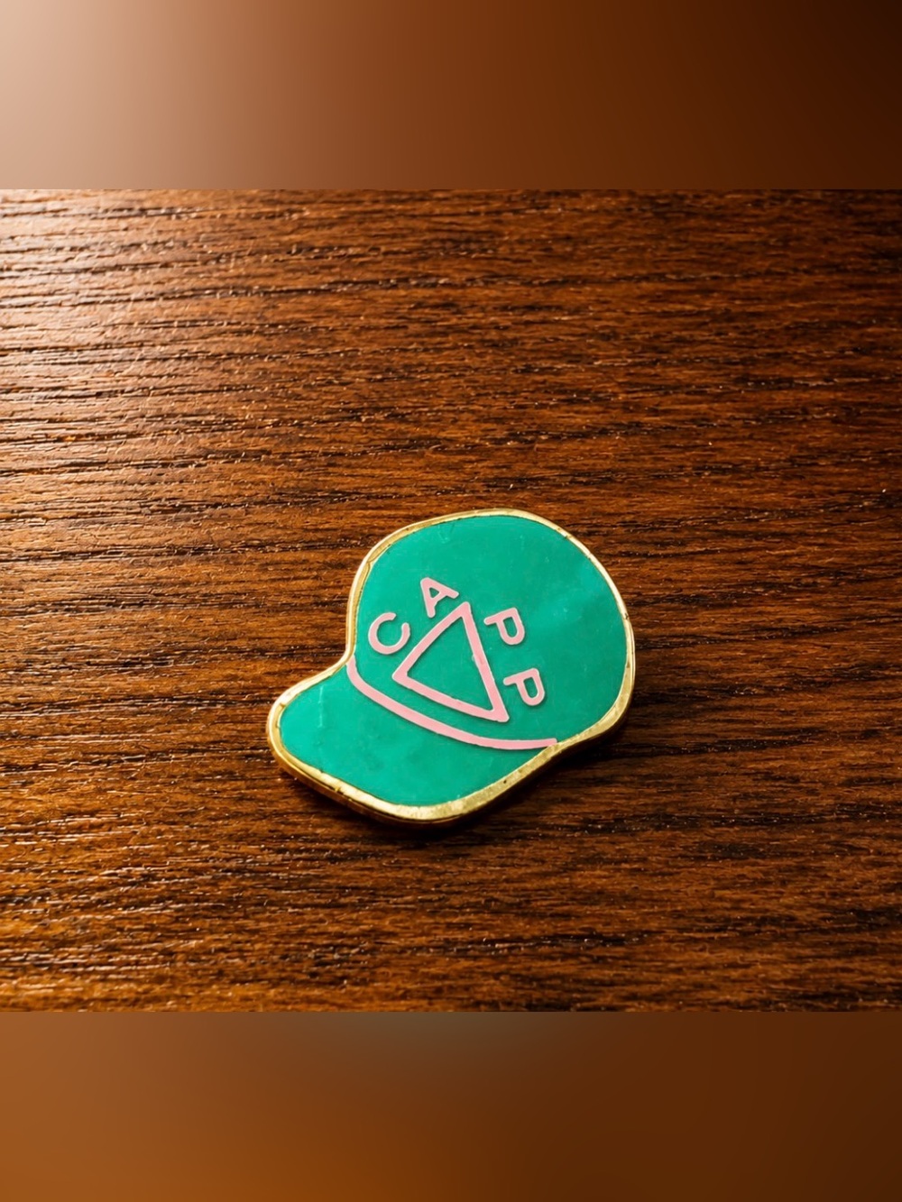 Vintage CAPP Green & Pink Enamel Hat Lapel Pin